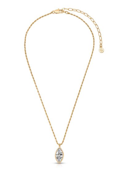 Marquise Crystal Pendant Necklace - Clear Crystal with 18k Gold Plating | Ettika