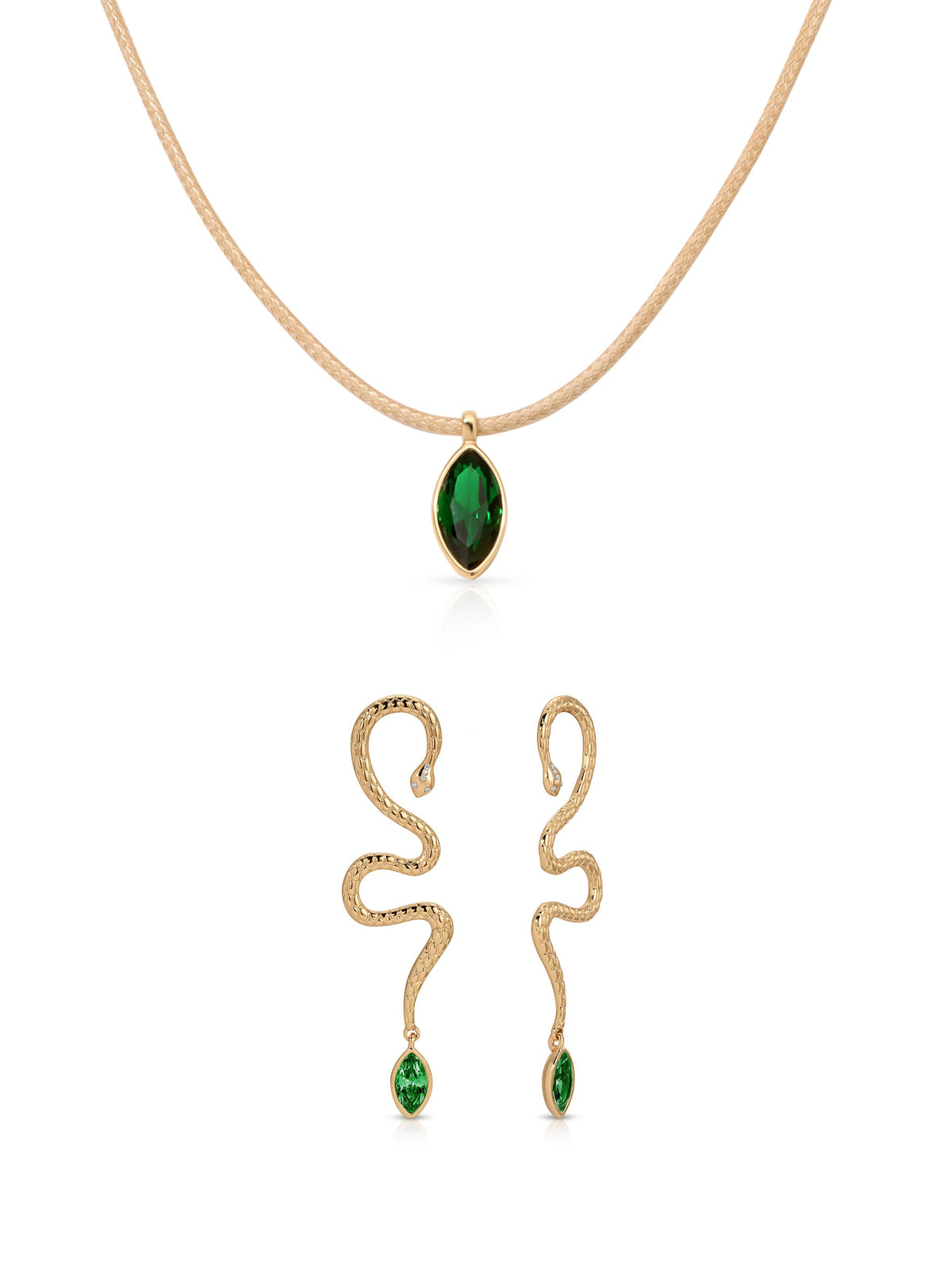 Emerald Serpentina Marquise Set | Ettika