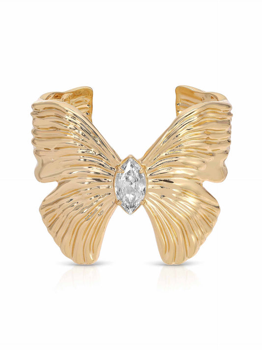 Butterfly Cuff Bracelet - Clear Crystal with 18k Gold Plating | Ettika