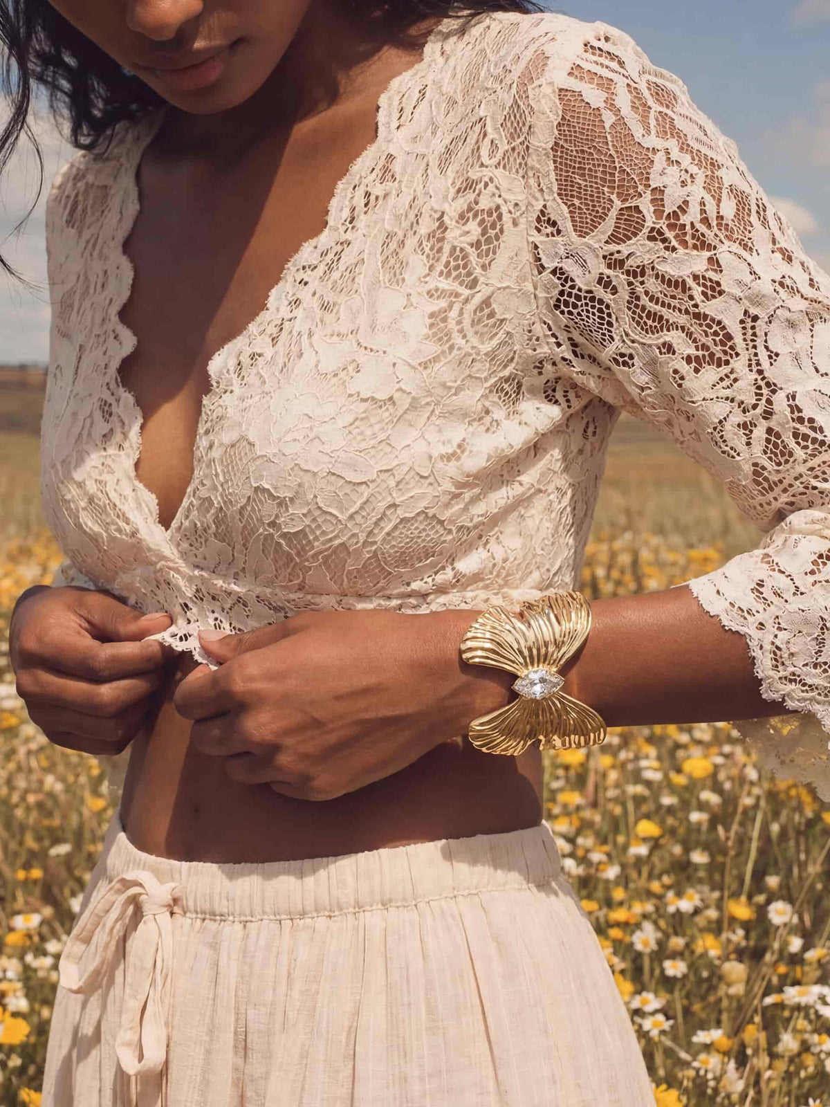 Butterfly Cuff Bracelet - Clear Crystal with 18k Gold Plating | Ettika