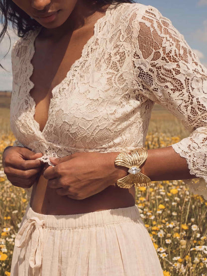 Butterfly Cuff Bracelet - Clear Crystal with 18k Gold Plating | Ettika