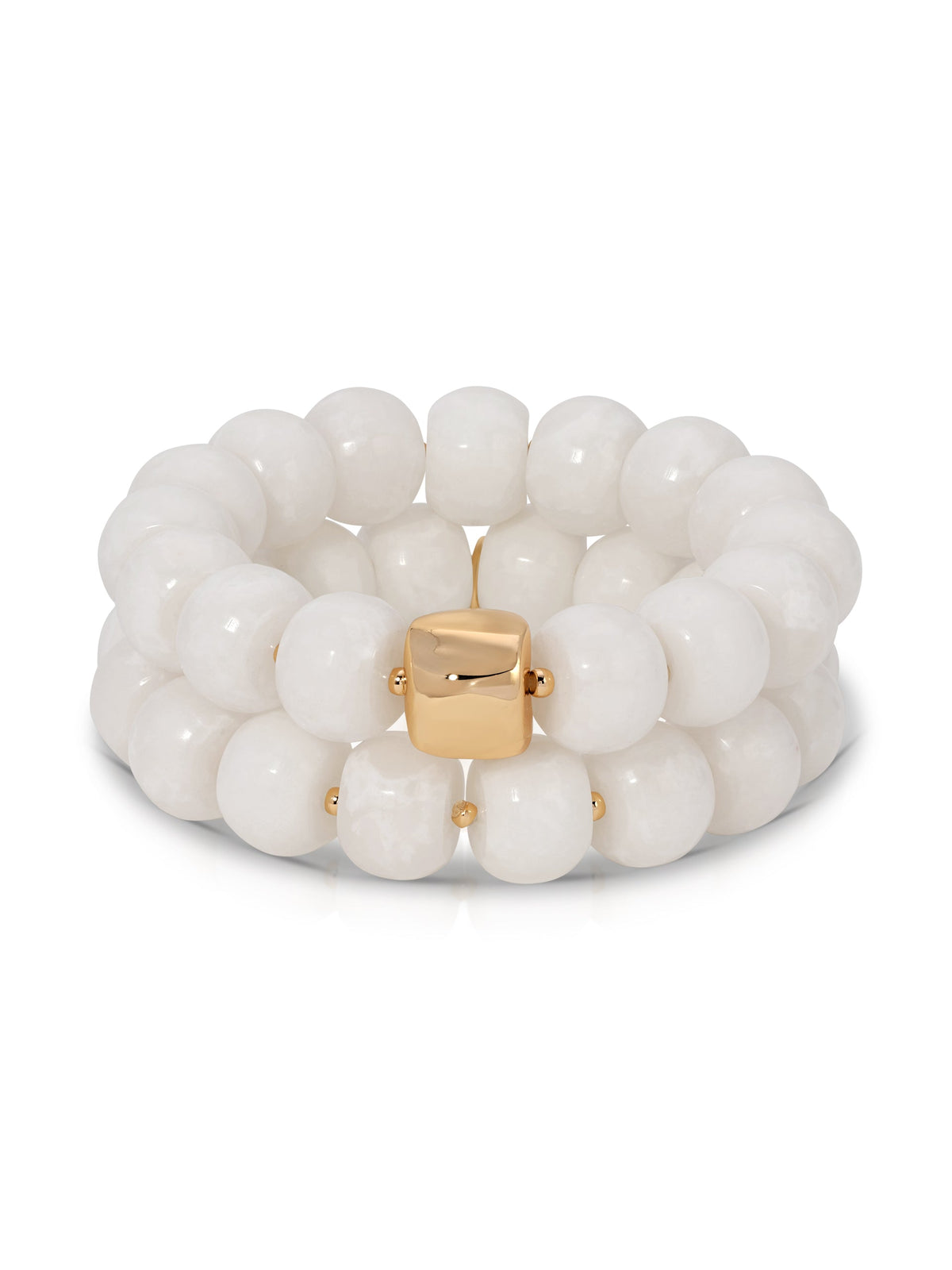 Power Bead Bracelet Stack in Bone - Bone Stone with 18k Gold Plating | Ettika