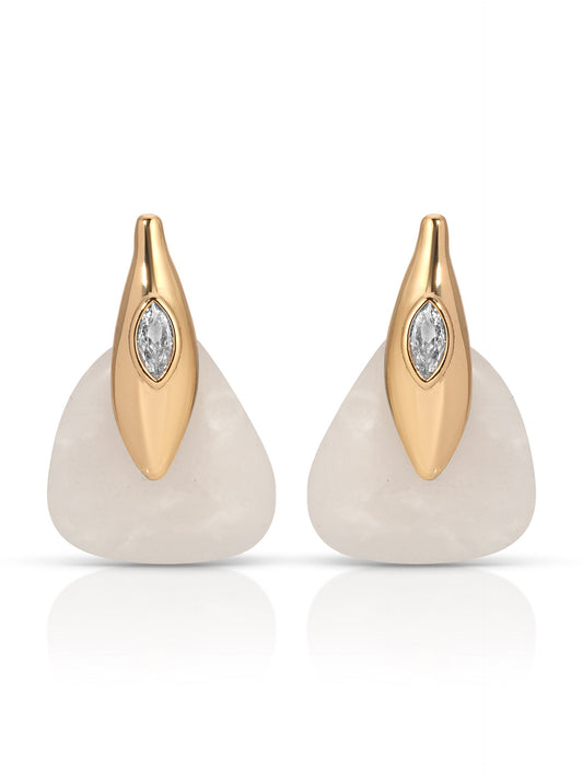 Solstice Earrings in Bone - Bone Stone with 18k Gold Plating | Ettika