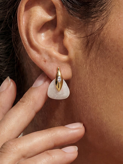 Solstice Earrings in Bone - Bone Stone with 18k Gold Plating | Ettika