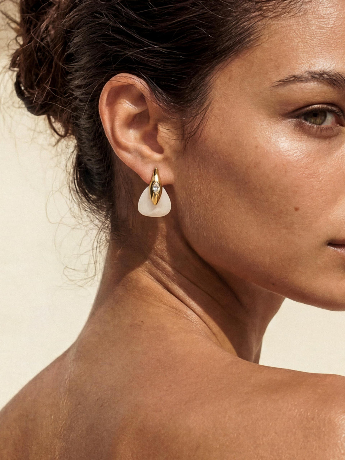 Solstice Earrings in Bone - Bone Stone with 18k Gold Plating | Ettika
