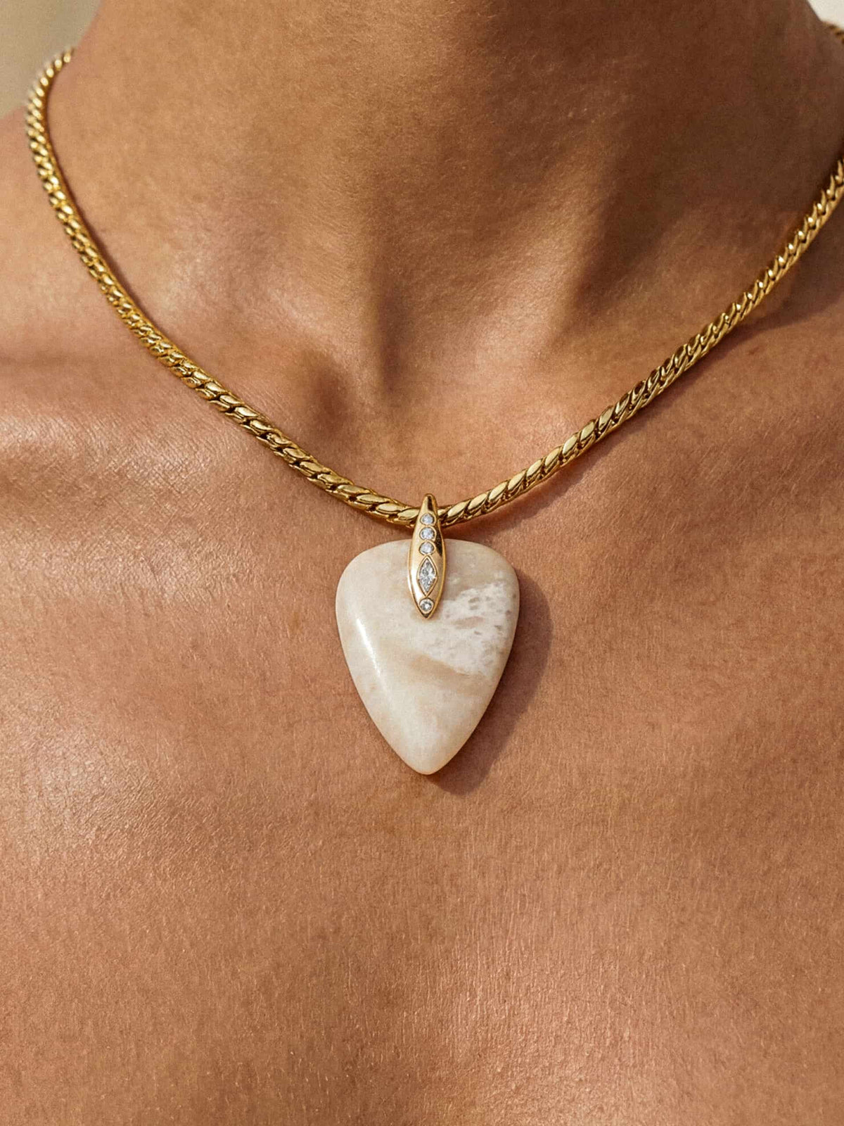 Solstice Pendant Choker in Bone - Bone Stone with 18k Gold Plating | Ettika