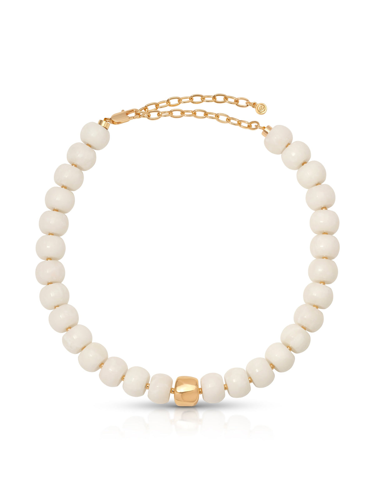 Power Bead Statement Necklace in Bone - Bone Stone with 18k Gold Plating | Ettika