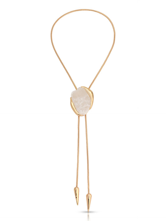 Bone Statement Bolo Necklace - Bone Stone with 18k Gold Plating | Ettika