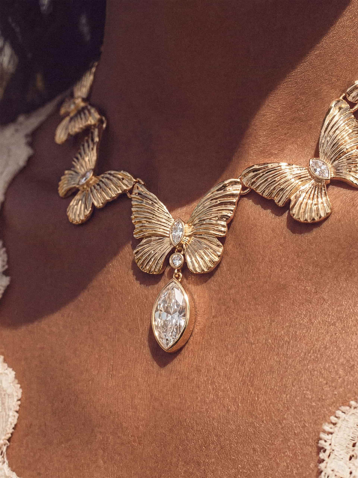 Butterfly Choker Necklace - Clear Crystal with 18k Gold Plating | Ettika