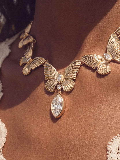Butterfly Choker Necklace - Clear Crystal with 18k Gold Plating | Ettika