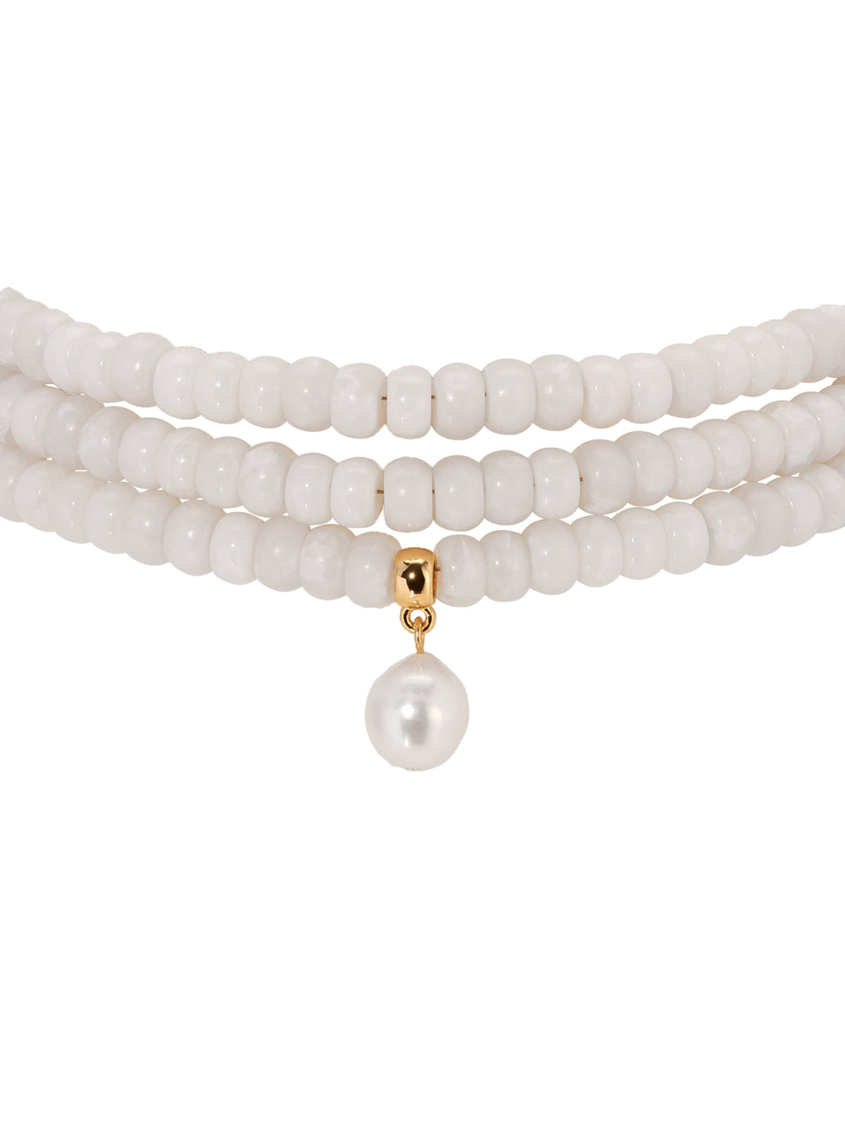 Marina Layers White Quartz Necklace - Bone Stone with 18k Gold Plating | Ettika