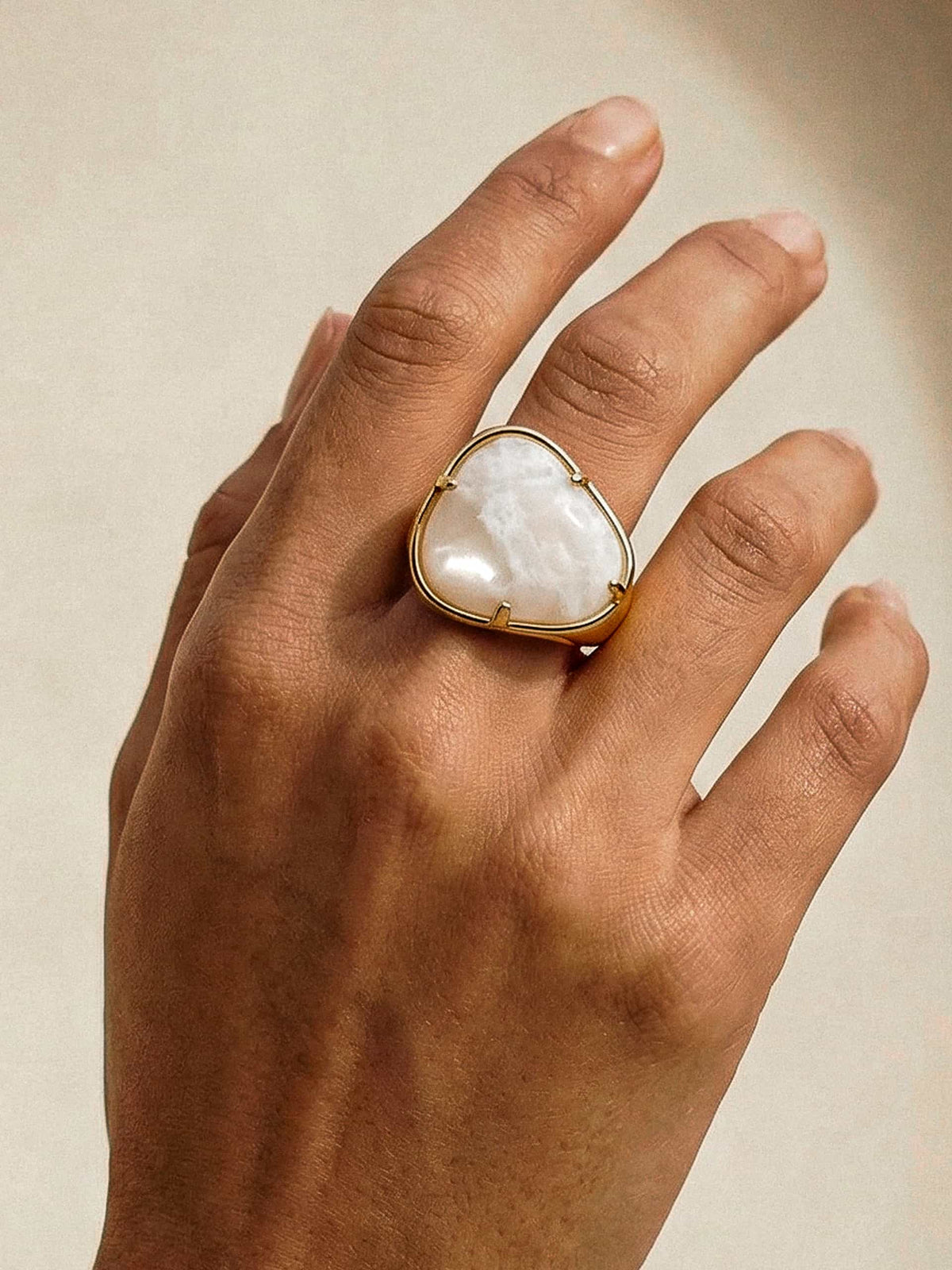 Solstice Ring - Bone Stone with 18k Gold Plating | Ettika