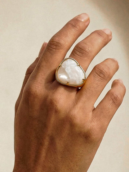 Solstice Ring - Bone Stone with 18k Gold Plating | Ettika