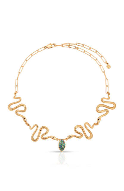 Abalone Serpentina Snake Choker - Abalone with 18k Gold Plating | Ettika