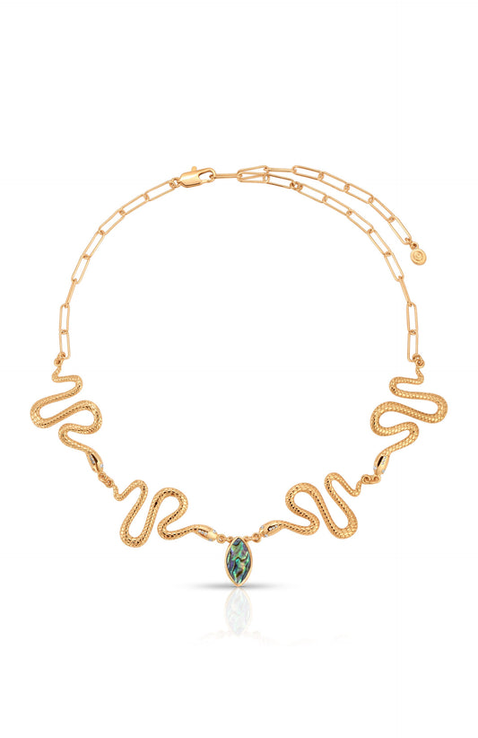 Abalone Serpentina Snake Choker - Abalone with 18k Gold Plating | Ettika