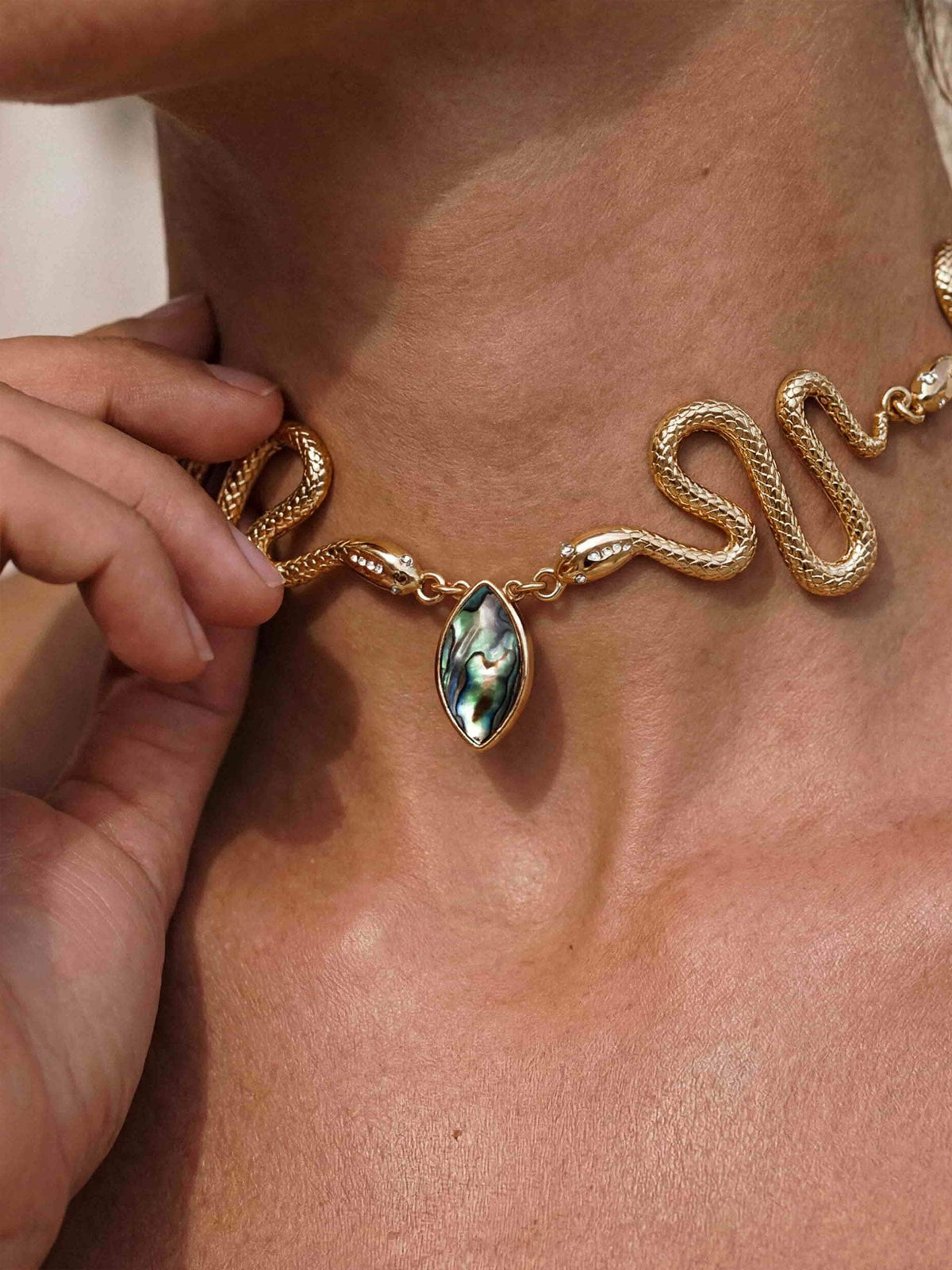 Abalone Serpentina Snake Choker - Abalone with 18k Gold Plating | Ettika