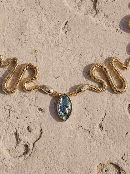 Abalone Serpentina Snake Choker - Abalone with 18k Gold Plating | Ettika
