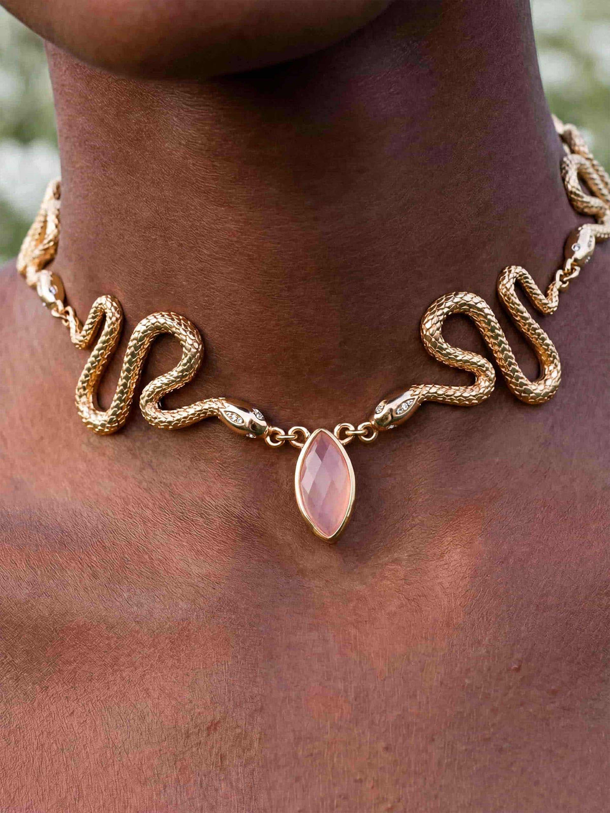 Mother of Pearl Serpentina Snake Choker - Light Pink Mother of Pearl with 18k Gold Plating | Ettika