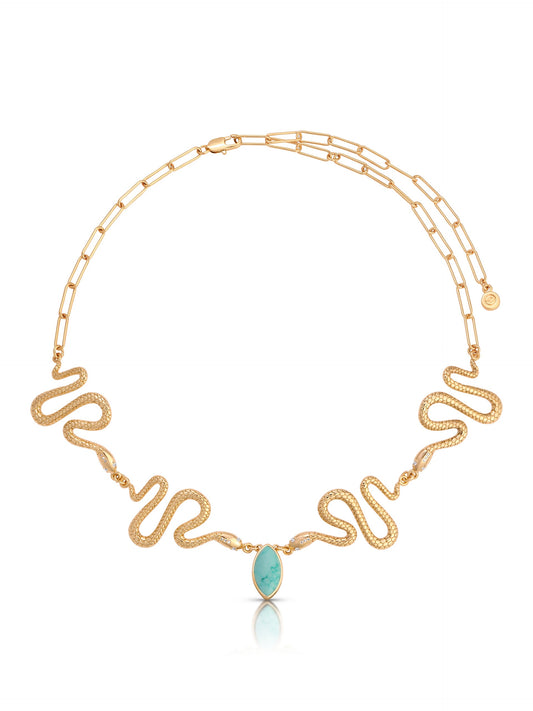 Turquoise Serpentina Snake Choker - Turquoise with 18k Gold Plating | Ettika