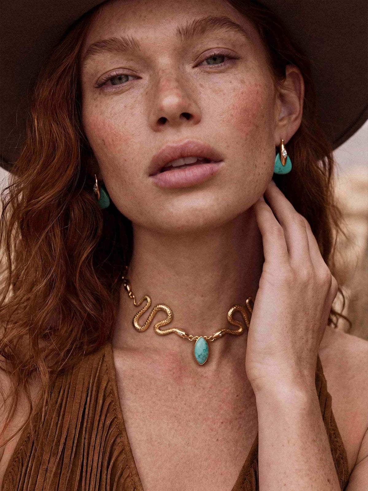 Turquoise Serpentina Snake Choker - Turquoise with 18k Gold Plating | Ettika