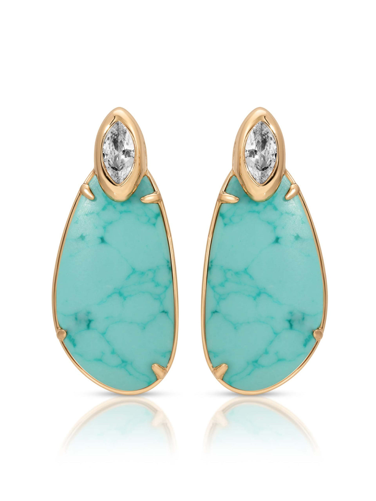 Majestic Stone Earrings - Turquoise with 18k Gold Plating | Ettika