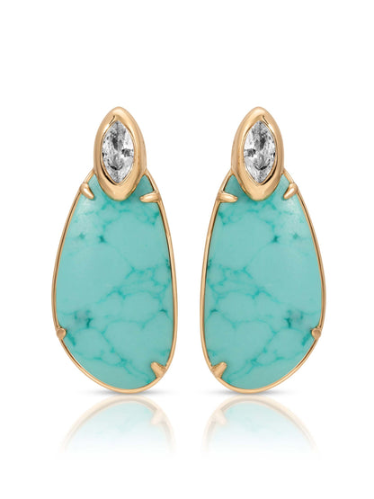 Majestic Stone Earrings - Turquoise with 18k Gold Plating | Ettika