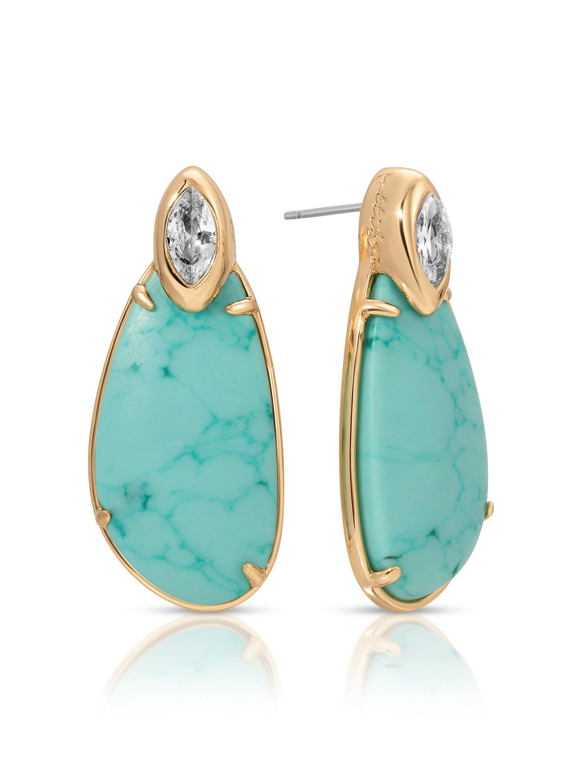 Majestic Stone Earrings - Turquoise with 18k Gold Plating | Ettika
