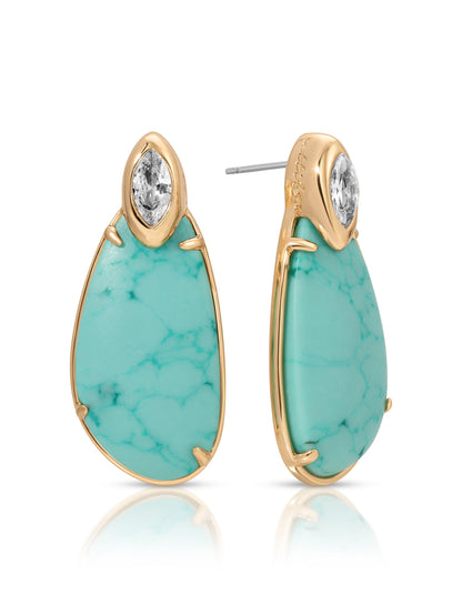 Majestic Stone Earrings - Turquoise with 18k Gold Plating | Ettika