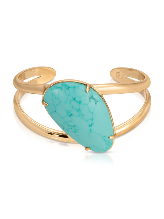 Desert Tide Cuff in Turquoise - Turquoise with 18k Gold Plating | Ettika