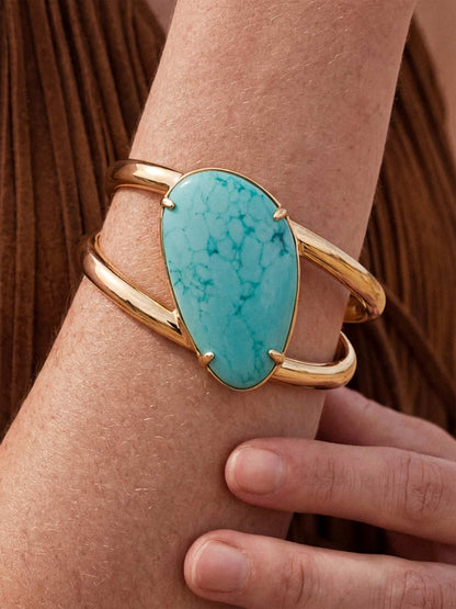Desert Tide Cuff in Turquoise - Turquoise with 18k Gold Plating | Ettika