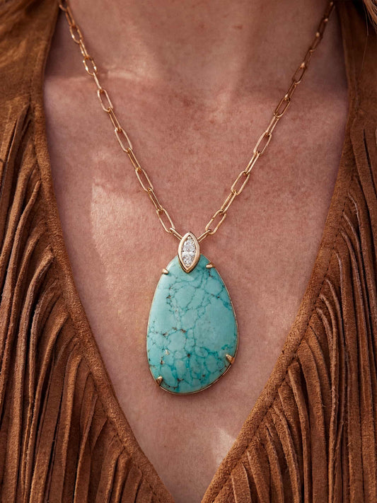Majestic Stone Pendant Necklace - Turquoise with 18k Gold Plating | Ettika