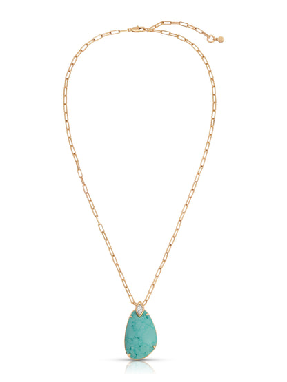 Majestic Stone Pendant Necklace - Turquoise with 18k Gold Plating | Ettika