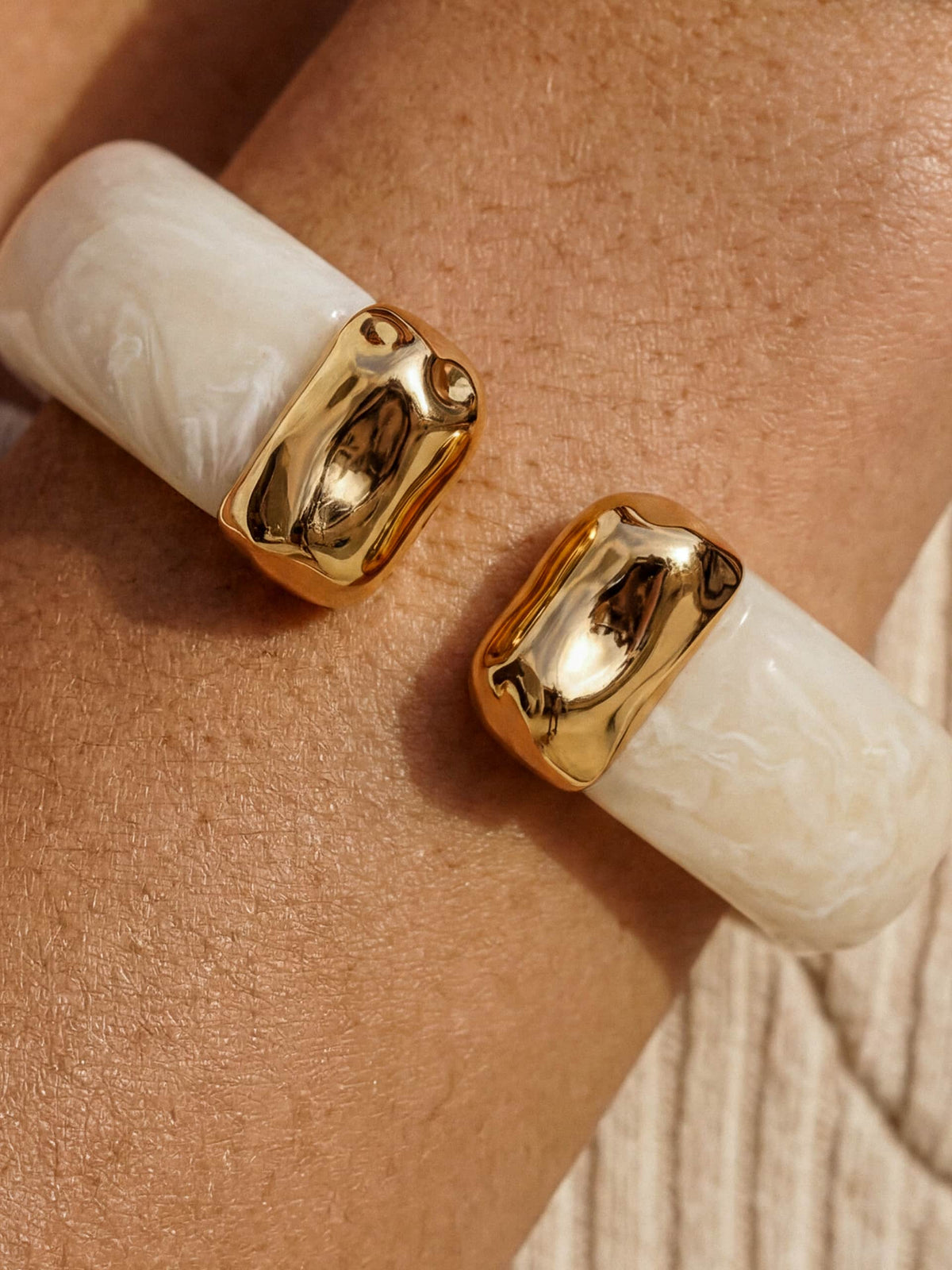 Carved Relic Cuff - Bone Acrylic with 18k Gold Plating | Ettika