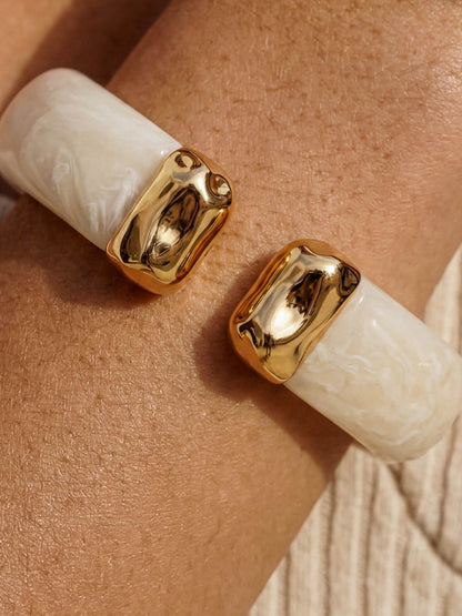 Carved Relic Cuff - Bone Acrylic with 18k Gold Plating | Ettika