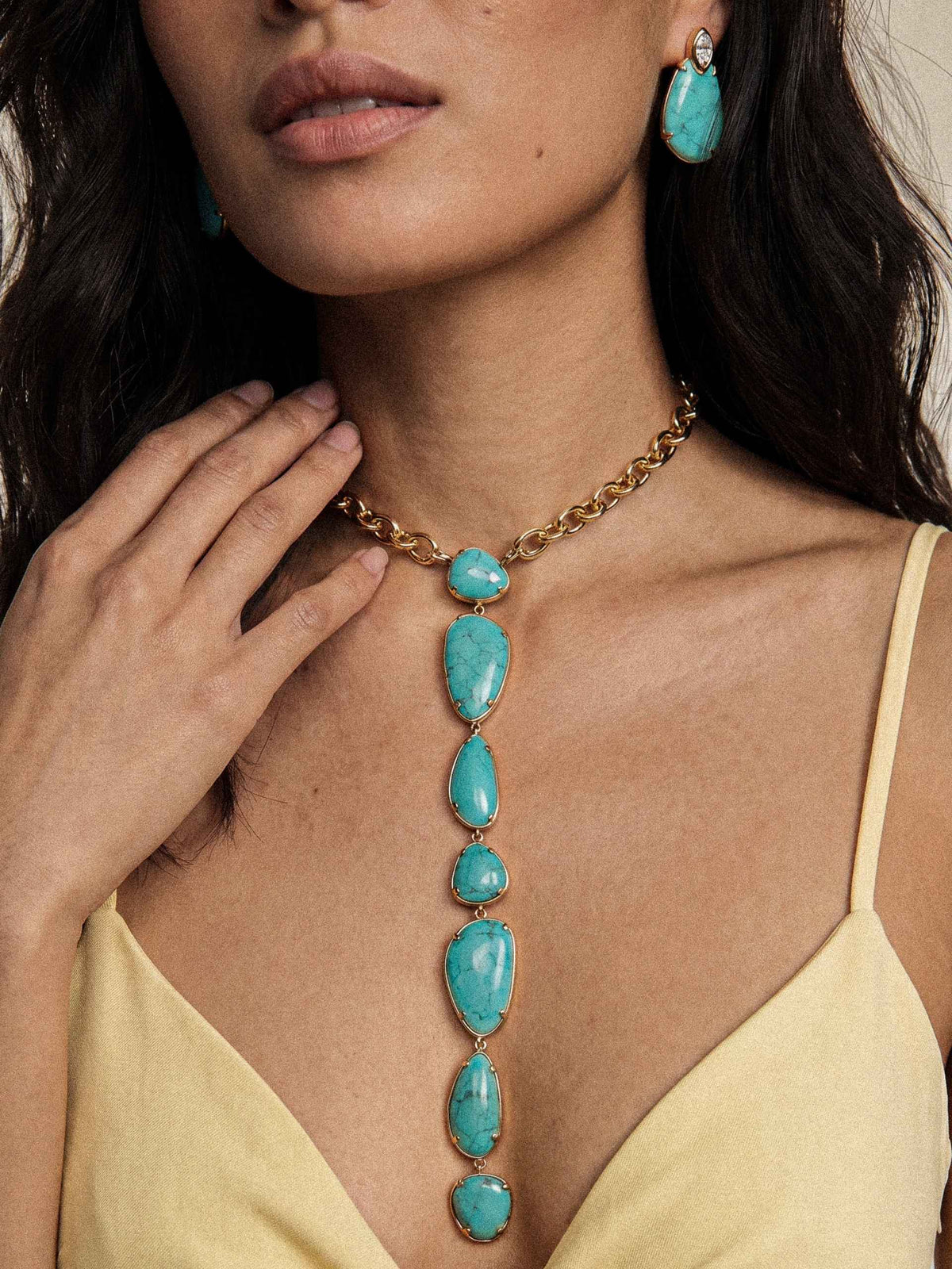 Majestic Stone Necklace - Turquoise with 18k Gold Plating | Ettika