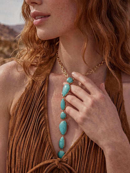 Majestic Stone Necklace - Turquoise with 18k Gold Plating | Ettika