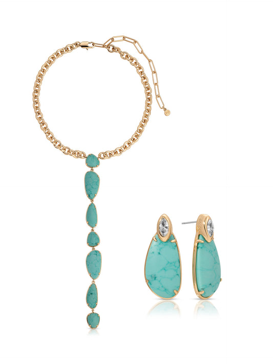 Majestic Stone Set Necklace & Earring | Ettika