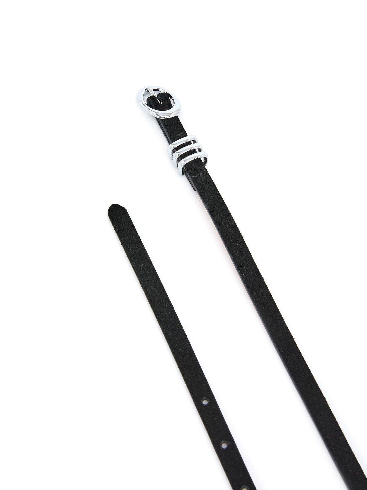 Skinny Belt in Black - Carbon Black Leather with Silver Hardware | Ettika