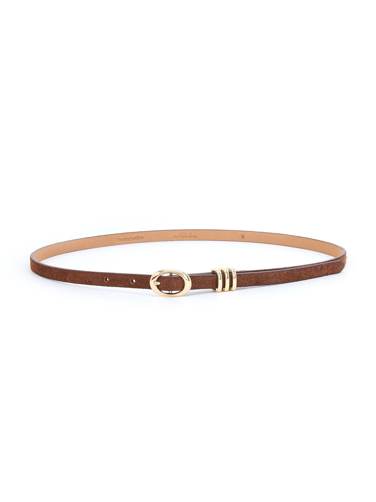 Classic Skinny Belt in Mocha - Mocha Suede with Gold Hardware | Ettika