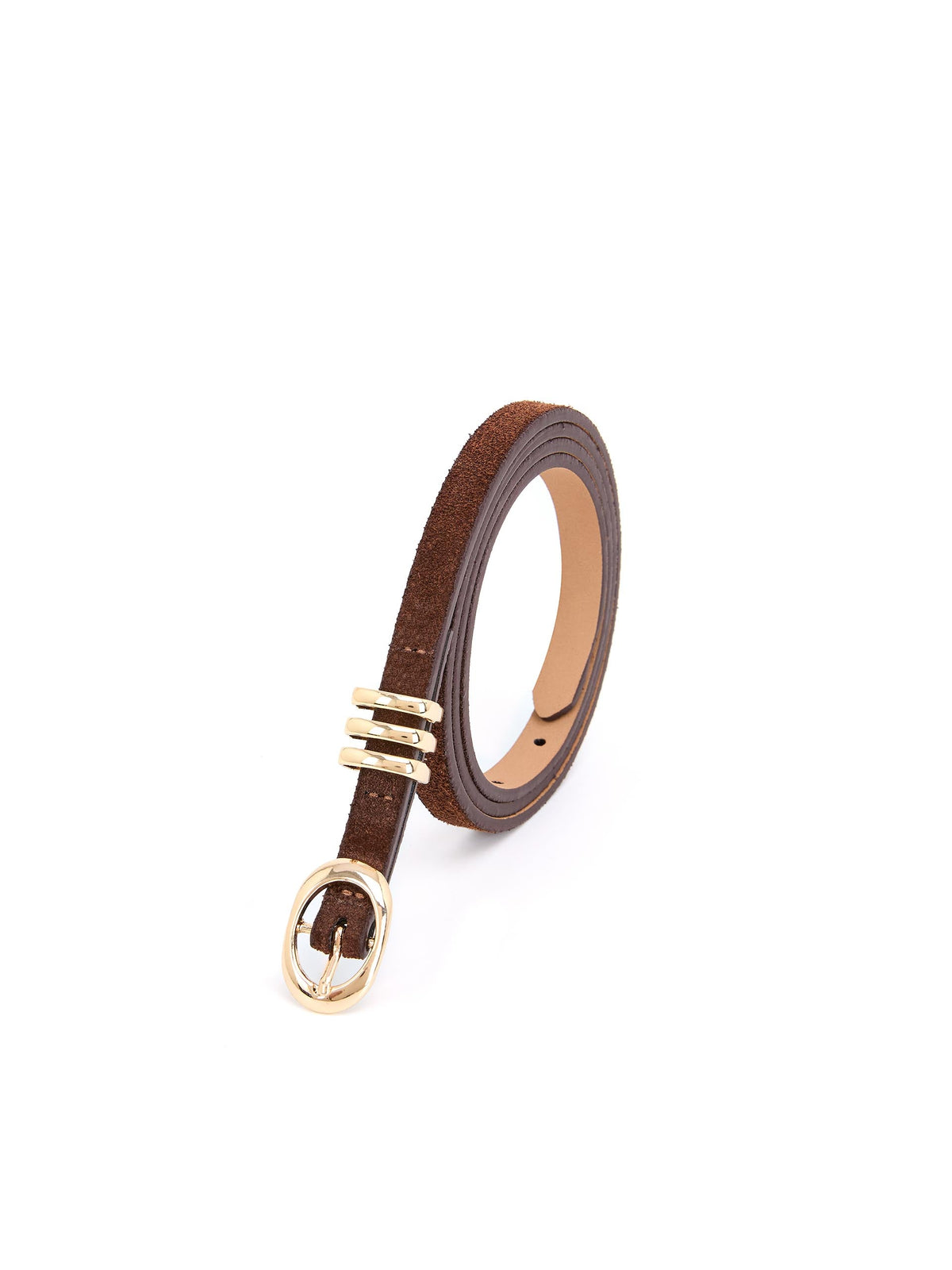 Classic Skinny Belt in Mocha - Mocha Suede with Gold Hardware | Ettika