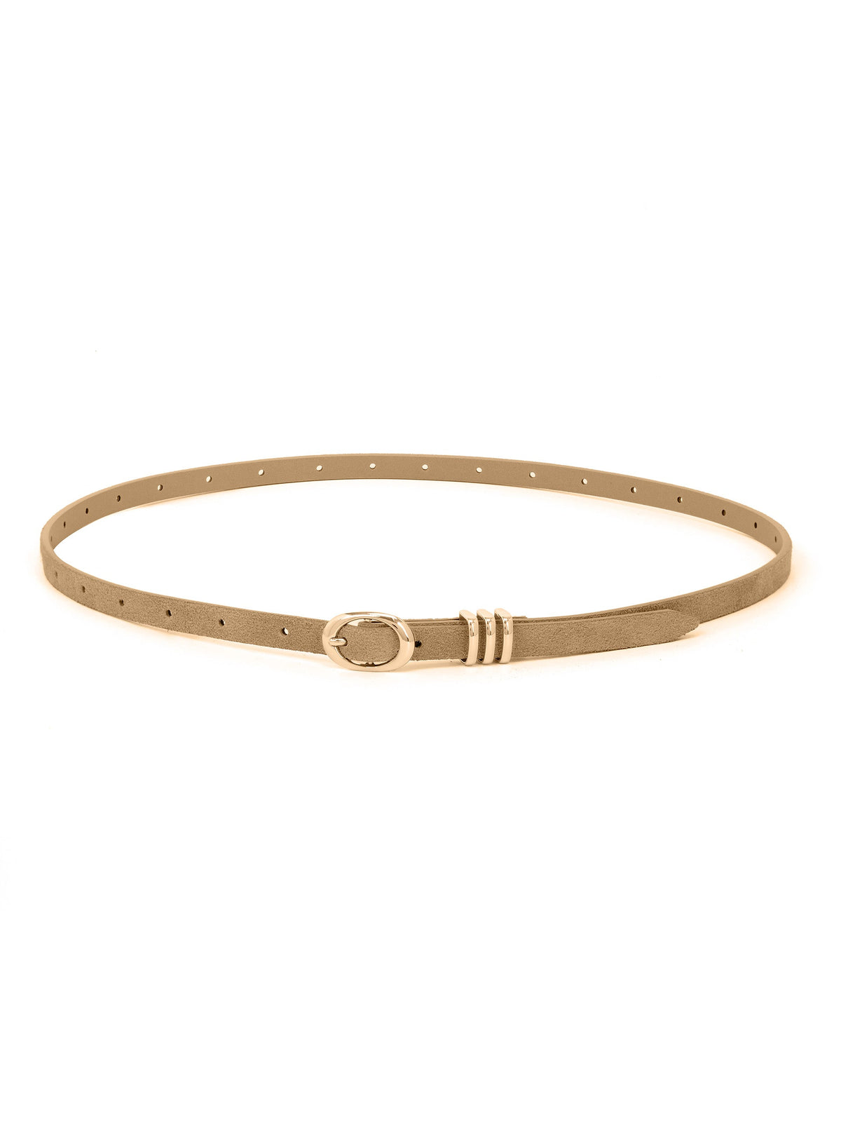 Classic Skinny Belt in Shiitake - Shiitake Suede with Gold Hardware | Ettika