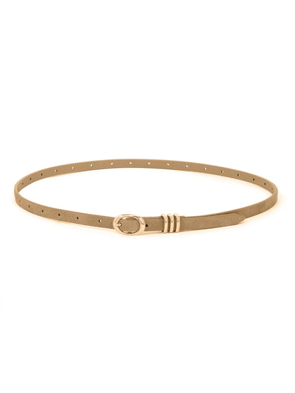 Classic Skinny Belt in Shiitake - Shiitake Suede with Gold Hardware | Ettika