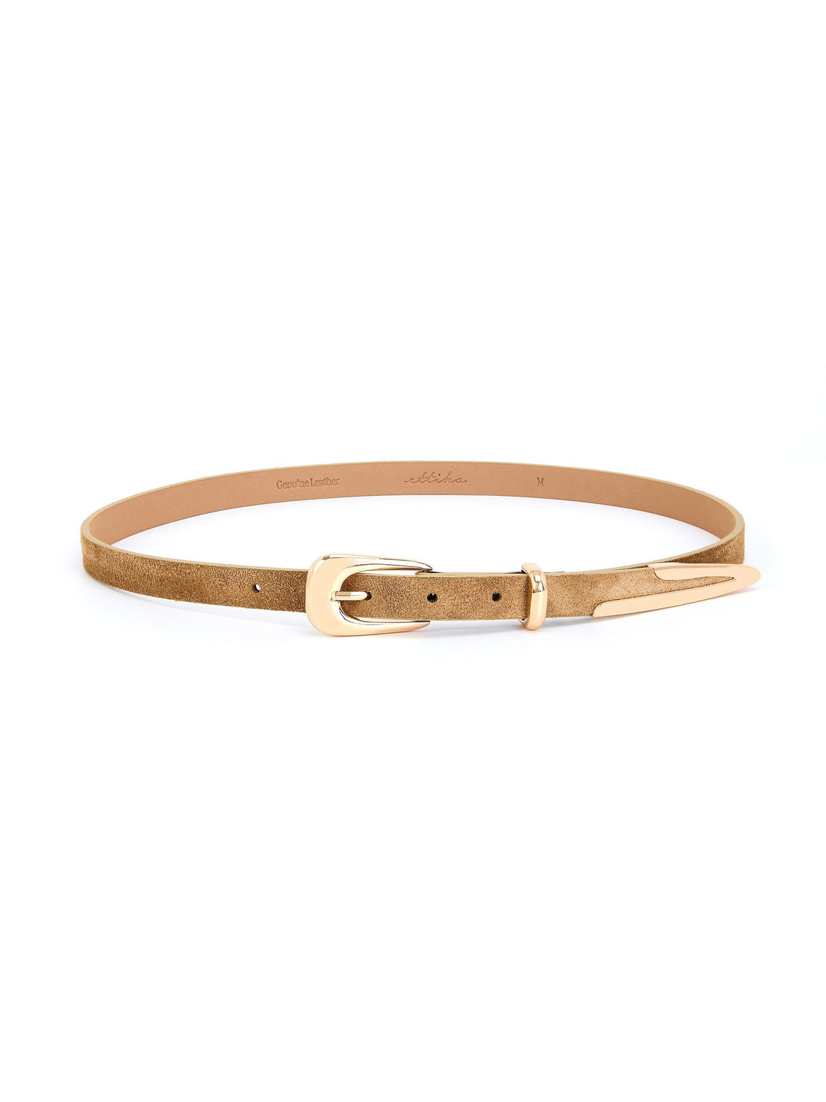 Liquid Metal Western Belt - Shiitake Suede with Gold Hardware | Ettika