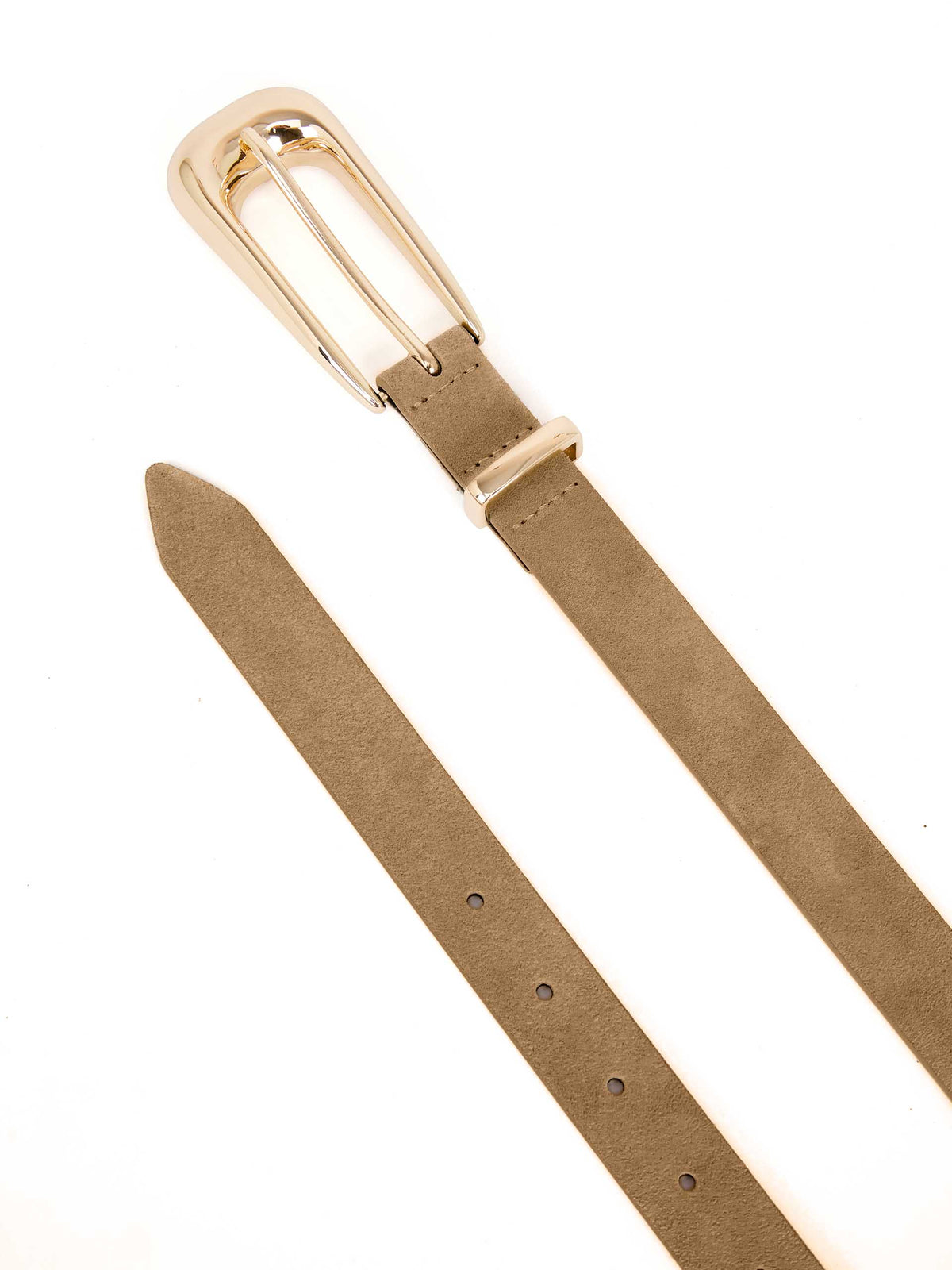 Large Signature Buckle Belt in Shiitake - Shiitake Suede with Gold Hardware | Ettika