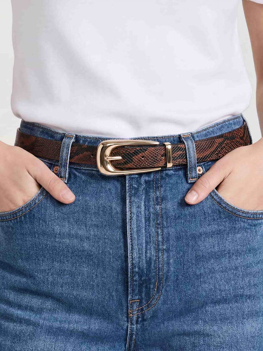 Brown Snake Signature Buckle Belt - Brown Snake with Gold Hardware | Ettika