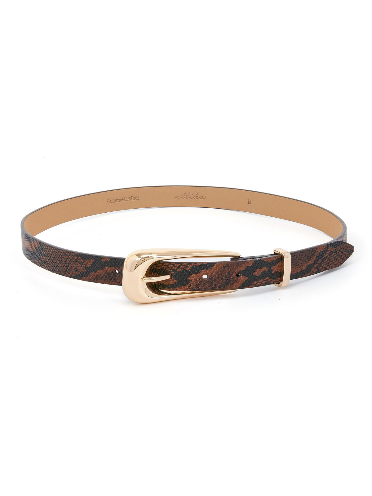 Brown Snake Signature Buckle Belt - Brown Snake with Gold Hardware | Ettika