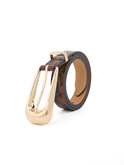 Brown Snake Signature Buckle Belt - Brown Snake with Gold Hardware | Ettika