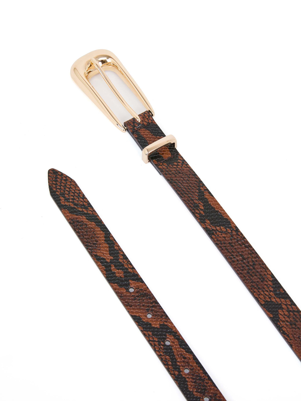 Brown Snake Signature Buckle Belt - Brown Snake with Gold Hardware | Ettika