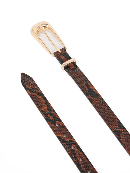 Brown Snake Signature Buckle Belt - Brown Snake with Gold Hardware | Ettika