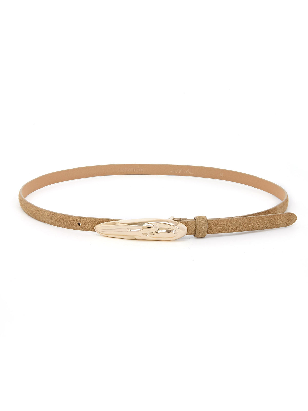 Liquid Luxe Belt in Shiitake Suede - Shiitake Suede with Gold Hardware | Ettika